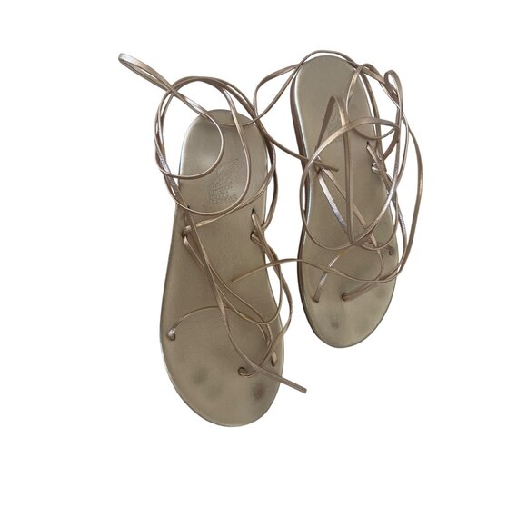 Ancient Greek Sandals Gold Strappy Lace-Up Sandals - Picture 4 of 8